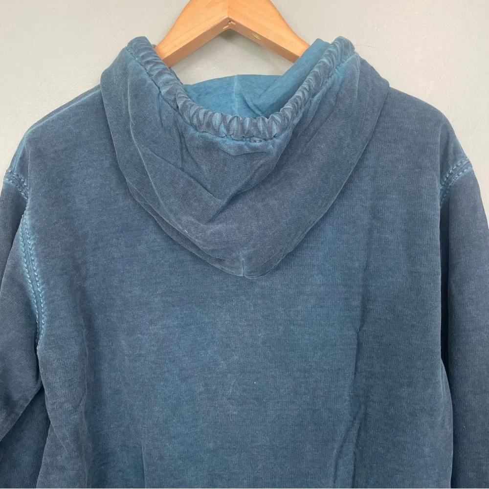 True Religion Unwashed Big T Zip Hoodie Acid Blue Size Medium 100%‎ Cotton